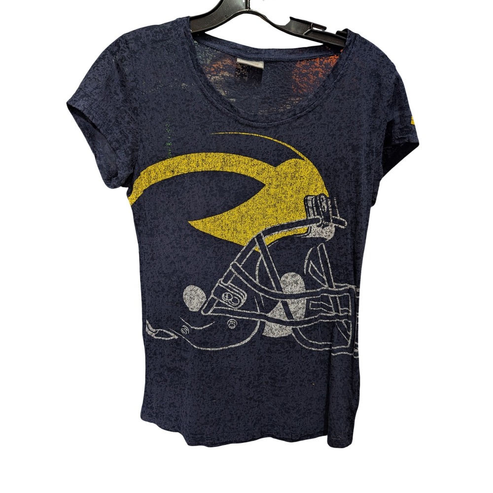 Pro Edge Michigan Wolverines T Shirt Womens XL Navy Good Burnout Graphic Tee